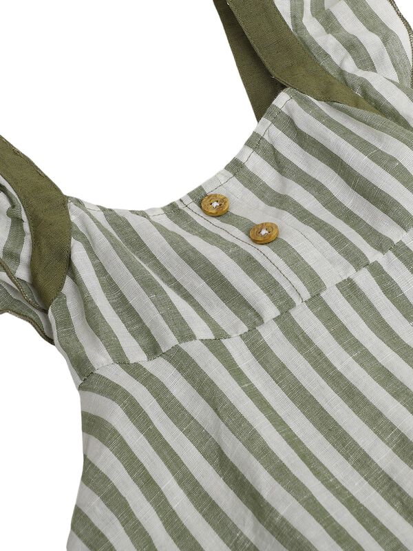 Girls Natural Striped Sleeveless Woven Dress image number 2